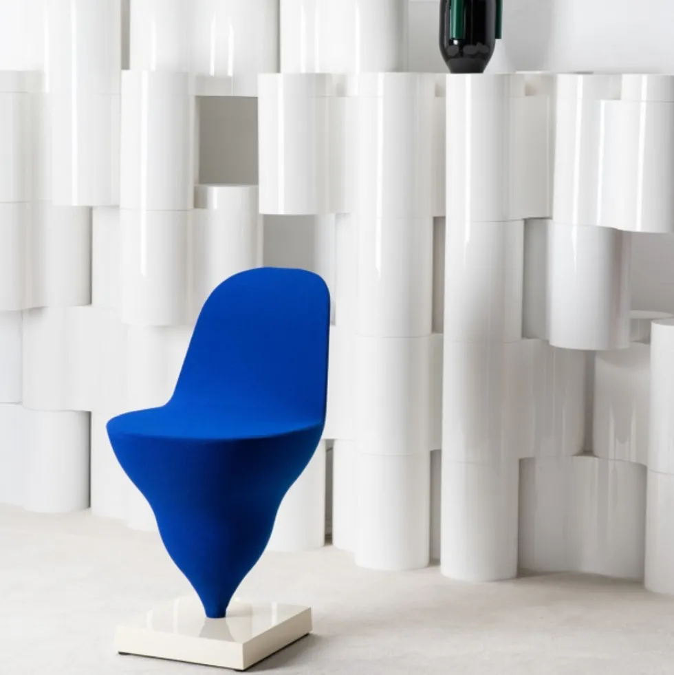 Chaise structure en métal cream et housse polyester blueberry 75cm Gelato - Moustache