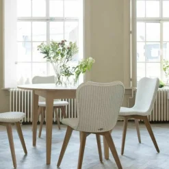 Chaise tressée blanche et piètement bois Lily - Vincent Sheppard
