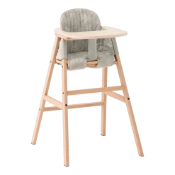 Chaise évolutive avec plateau en hêtre et coussin en coton bio blanc vert Growing Green - Nobodinoz