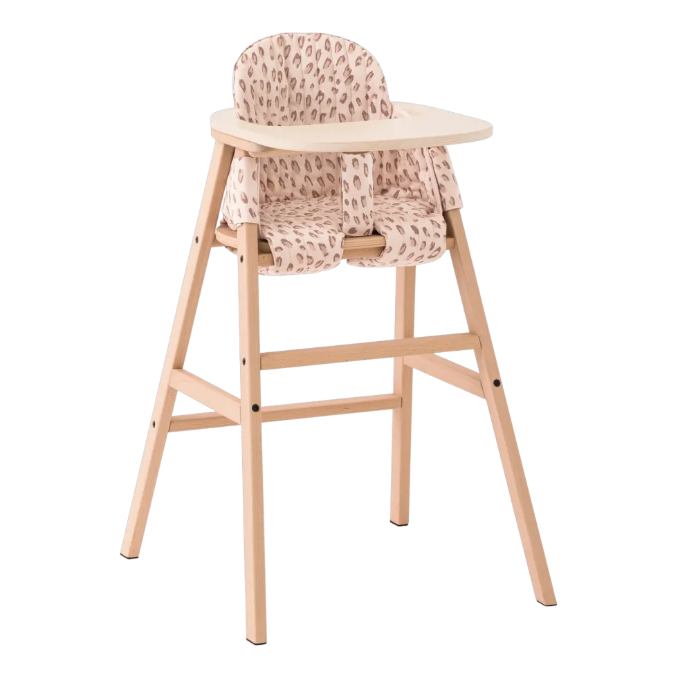 Chaise évolutive avec plateau en hêtre et coussin en coton bio latte Growing Green - Nobodinoz