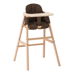 Chaise évolutive avec plateau en hêtre et coussin en coton bio marron Growing Green - Nobodinoz