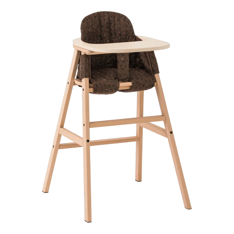 Chaise évolutive avec plateau en hêtre et coussin en coton bio marron Growing Green - Nobodinoz