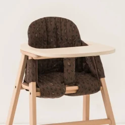Chaise évolutive avec plateau en hêtre et coussin en coton bio marron Growing Green - Nobodinoz