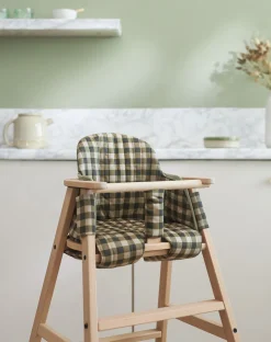 Chaise évolutive avec plateau en hêtre et coussin en coton bio vert Growing Green - Nobodinoz