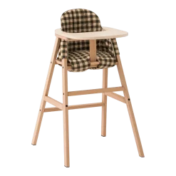 Chaise évolutive avec plateau en hêtre et coussin en coton bio vert Growing Green - Nobodinoz