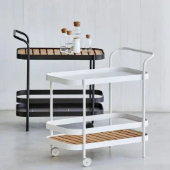 Chariot de bar en aluminium blanc Roll - Cane-Line