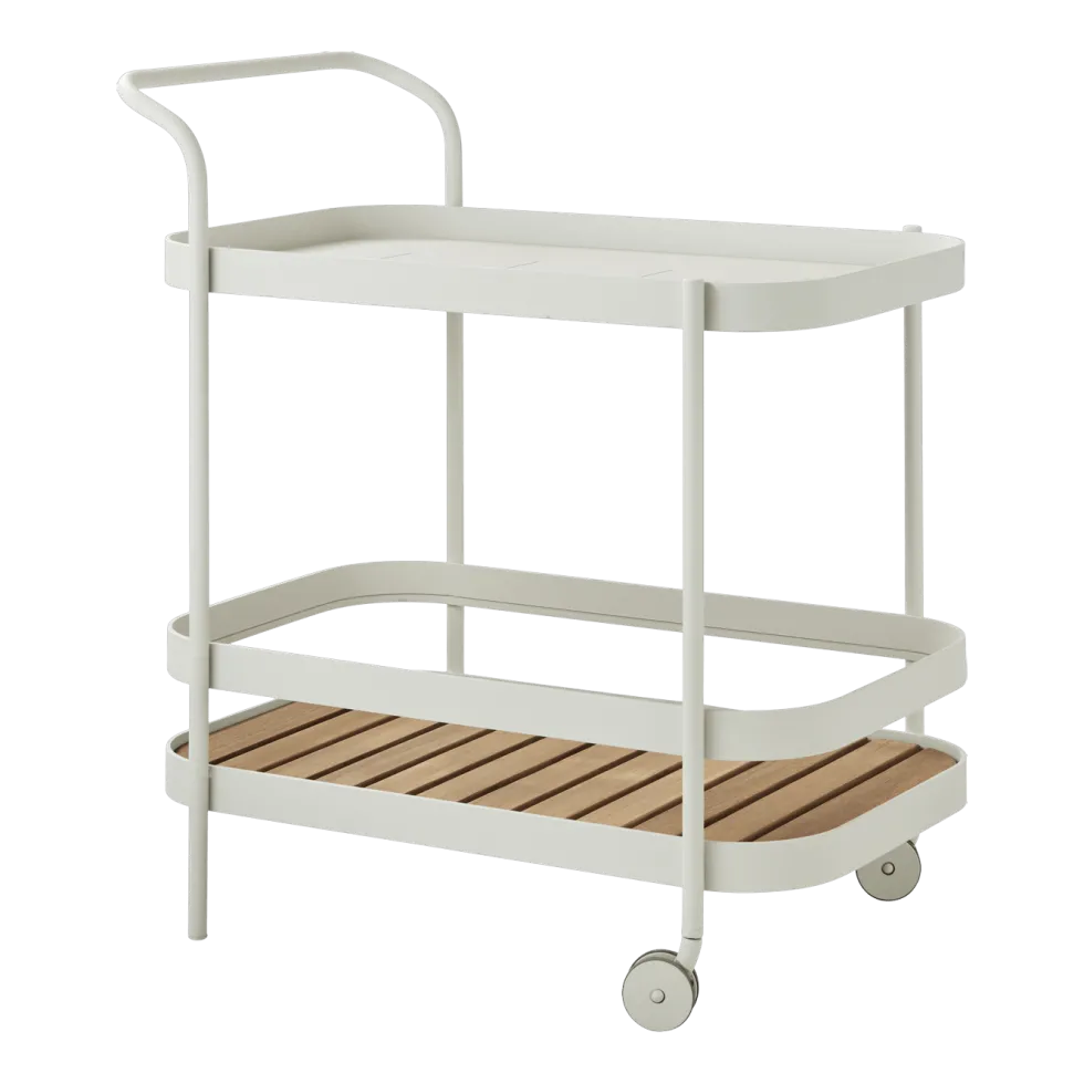 Chariot de bar en aluminium blanc Roll - Cane-Line