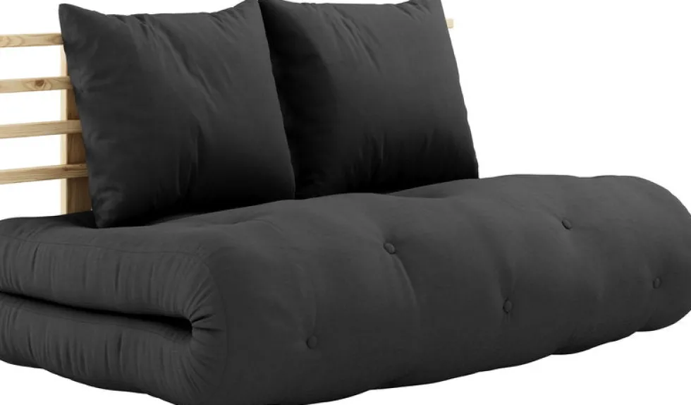 Chauffeuse convertible 2 places en coton gris foncé 140x95cm Shin Sano - Karup Design