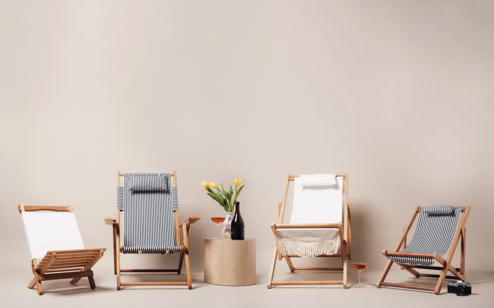 Chilienne pour enfants bleue à fines rayures blanches Mini Sling Chair - Business & Pleasure