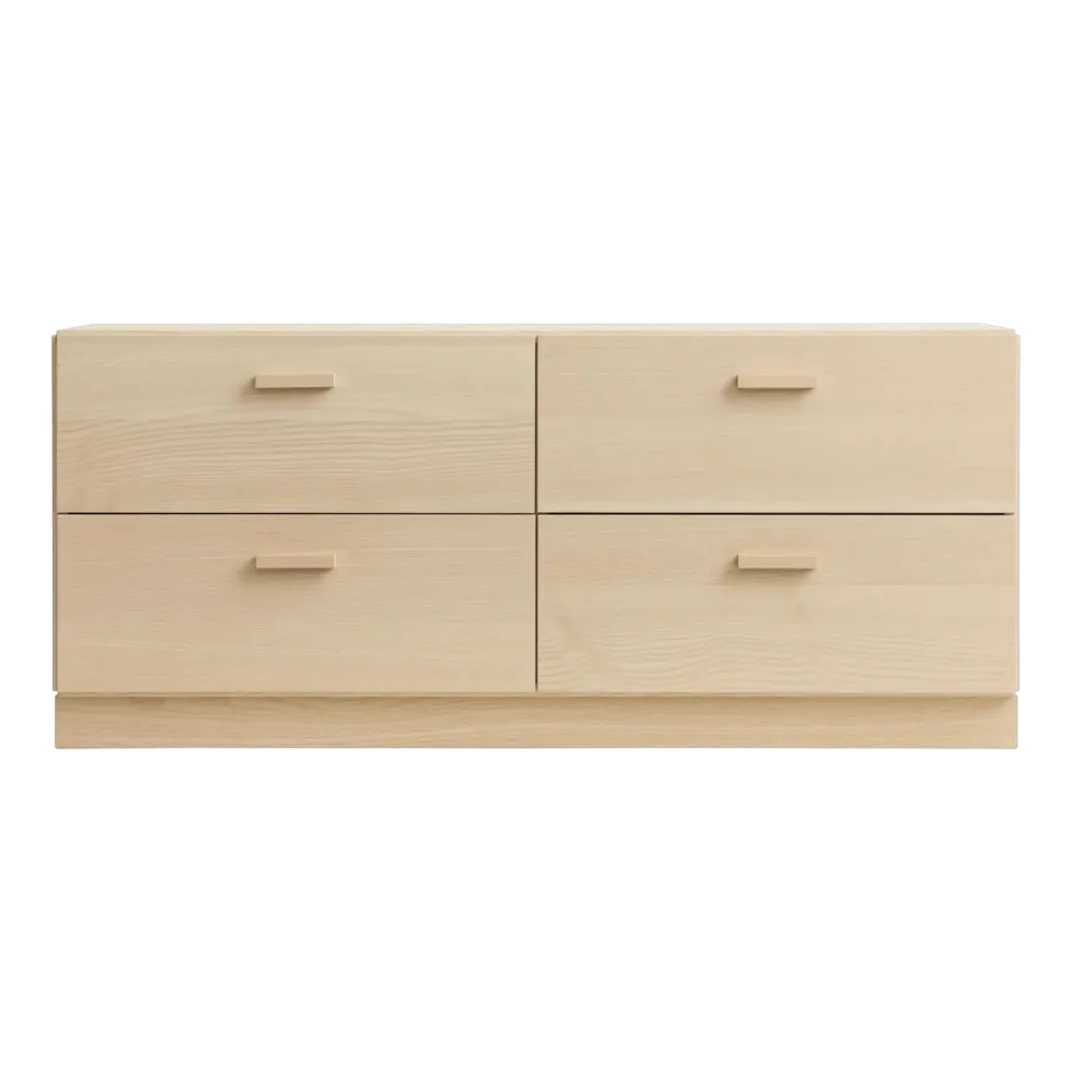 Commode basse et plinthes en bois mdf frêne 123x53,4x41cm Relief - String furniture