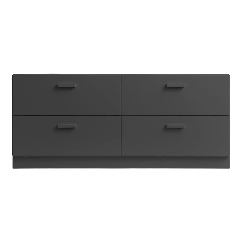 Commode basse et plinthes en bois mdf gris 123x53,4x41cm Relief - String furniture