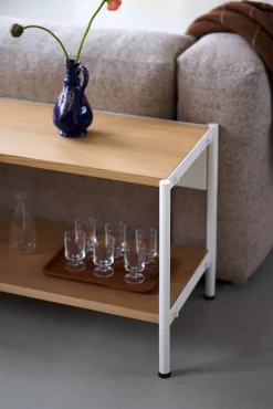 Conseole basse en bois éco-certifié et acier blanc crème 50x164cm Unit - TIPTOE