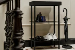 Console avec double étagères et un plateau en acier noire Nolle - noo.ma