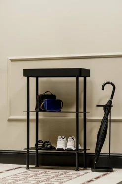 Console avec double étagères et un plateau en acier noire Nolle - noo.ma
