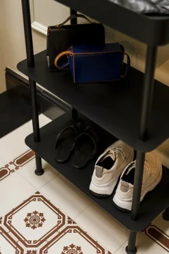 Console avec double étagères et un plateau en acier noire Nolle - noo.ma