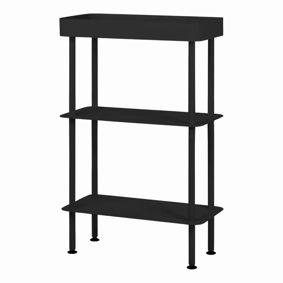 Console avec double étagères et un plateau en acier noire Nolle - noo.ma