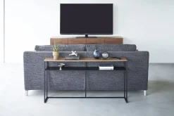 Console avec étagère en acier noir et bois 126x20,5x65cm - Yamazaki