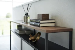 Console avec étagère en acier noir et bois 126x20,5x65cm - Yamazaki