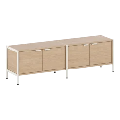 Console basse avec 4 portes en bois éco-certifié et acier blanc crème 50x164cm Unit - TIPTOE