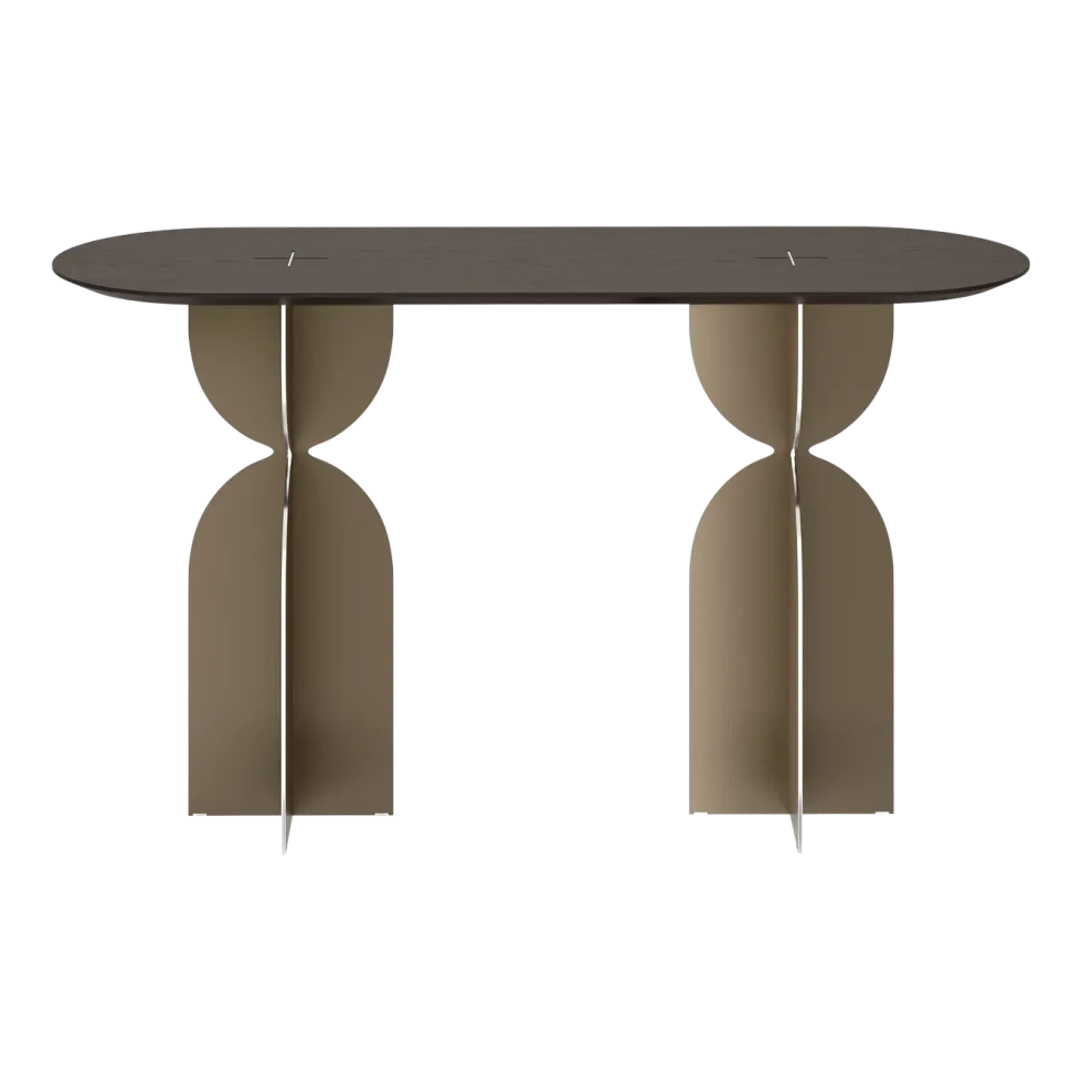 Console en acier inoxydable et chêne 140x46x80cm Ray - Versmissen