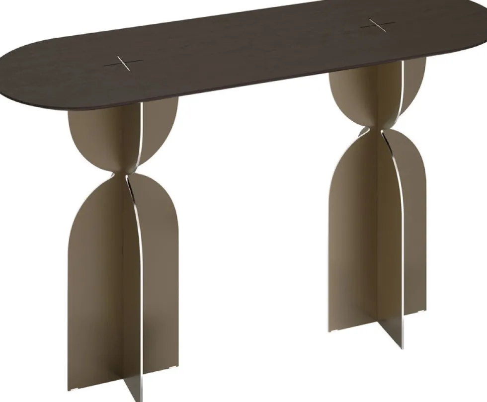 Console en acier inoxydable et chêne 140x46x80cm Ray - Versmissen