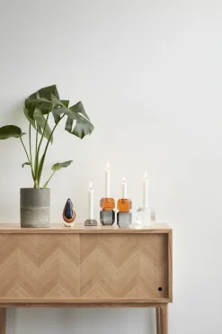 Console motif chevron en bois de chêne clair - Hübsch