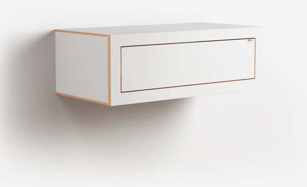 Console murale en bouleau teinté blanc 80x27x40cm Fläpps Box - Ambivalenz