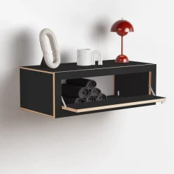 Console murale en bouleau teinté noir 80x27x40cm Fläpps Box - Ambivalenz