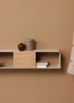 Console murale en chêne et acier beige cashew 120x19cm Sion - Metallbude
