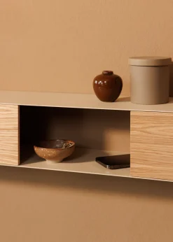 Console murale en chêne et acier beige cashew 120x19cm Sion - Metallbude