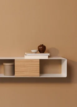Console murale en chêne et acier blanc 120x19cm Sion - Metallbude