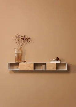 Console murale en chêne et acier blanc 120x19cm Sion - Metallbude