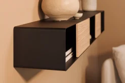 Console murale en chêne et acier noir 120x19cm Sion - Metallbude