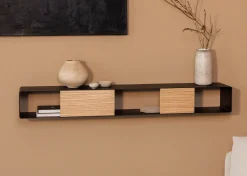 Console murale en chêne et acier noir 120x19cm Sion - Metallbude