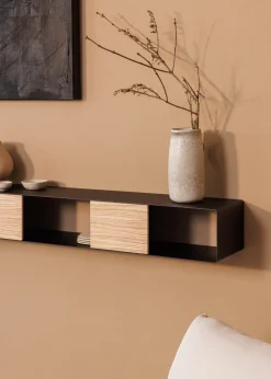 Console murale en chêne et acier noir 120x19cm Sion - Metallbude