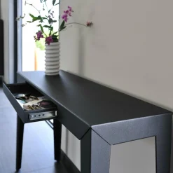 Console à tiroir anthracite finition mate 120 cm Zef - Matière Grise