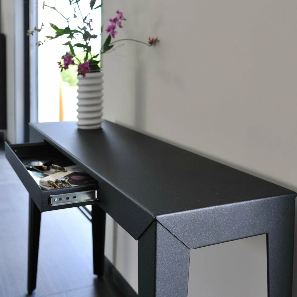 Console à tiroir anthracite finition mate 120 cm Zef - Matière Grise