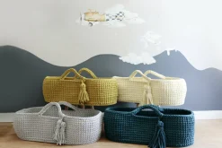 Couffin en crochet beige et matelas Moses - Happy Moses