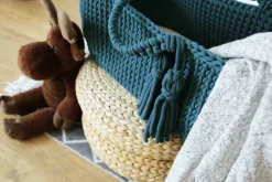 Couffin en crochet pétrole et matelas Moses - Happy Moses