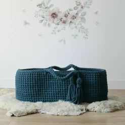 Couffin en crochet pétrole et matelas Moses - Happy Moses