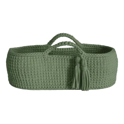 Couffin en crochet vert sauge et matelas Moses - Happy Moses