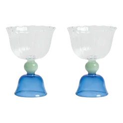 2 Coupes en verre bleu Tulip - &Klevering