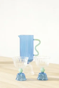 2 Coupes en verre bleu Tulip - &Klevering