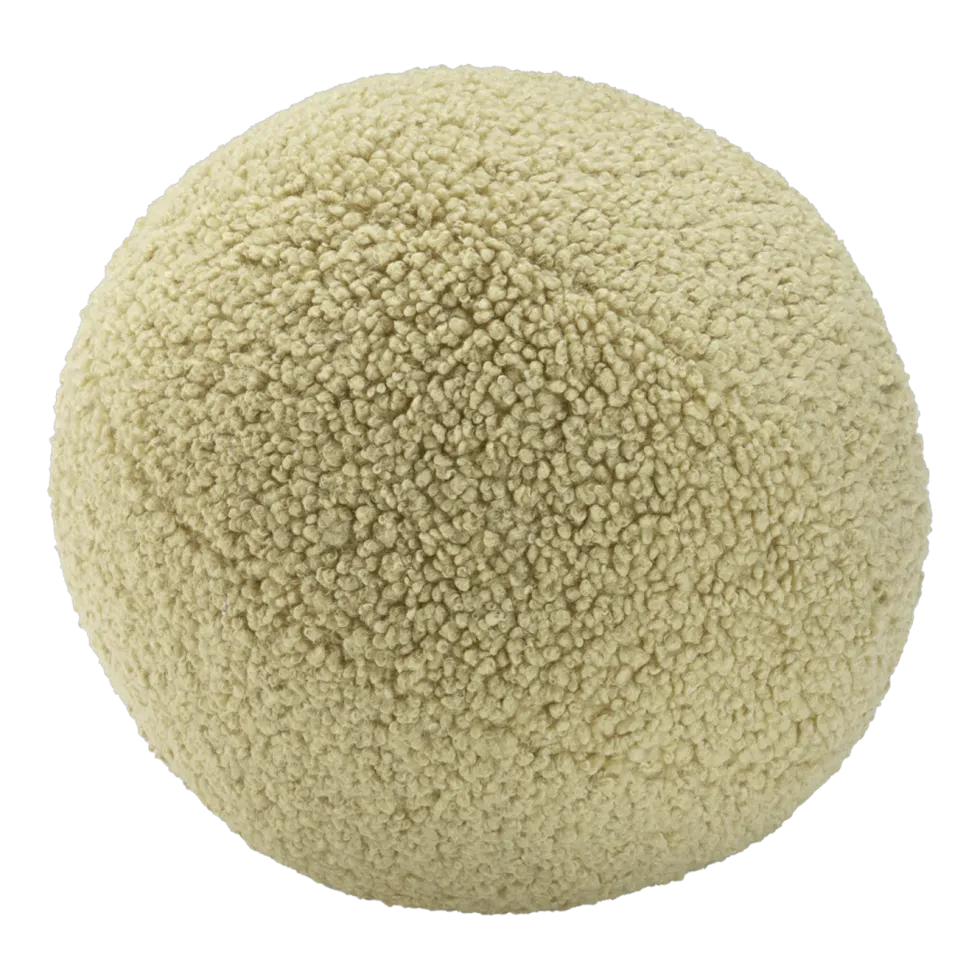 Coussin ballon rond en sherpa bouclé matcha 35cm Cushion - Wigiwama