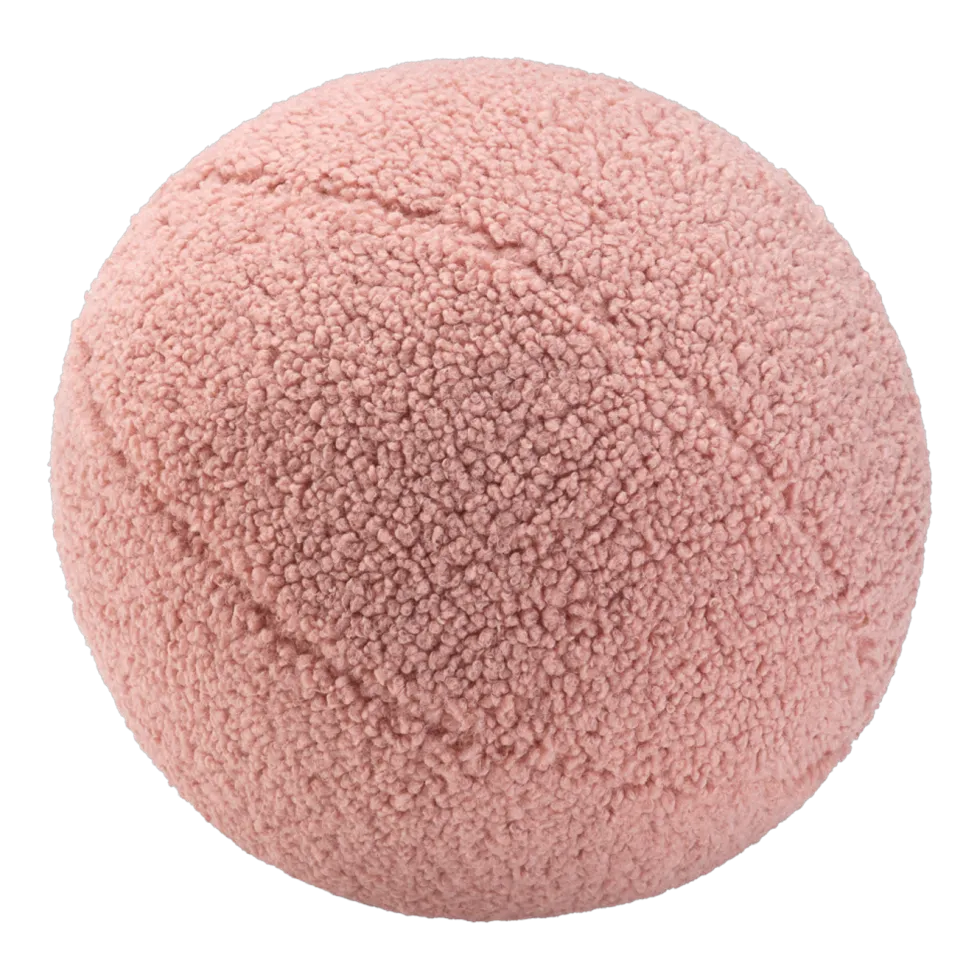 Coussin ballon rond en sherpa bouclé rose 35cm Cushion - Wigiwama