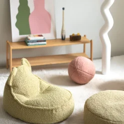Coussin ballon rond en sherpa bouclé rose 35cm Cushion - Wigiwama