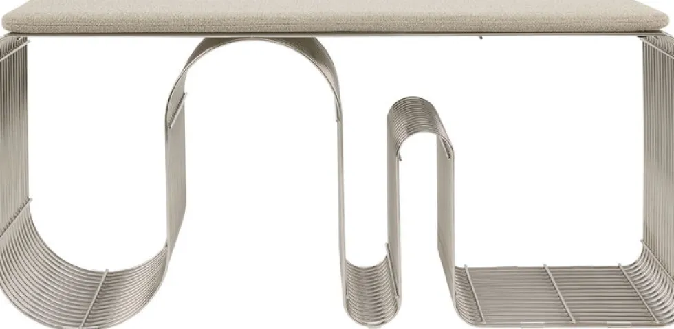 Coussin de siège pour banc en polyester taupe bouclé 95,5x32cm Curva - AYTM
