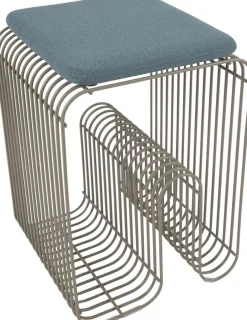 Coussin de siège pour tabouret bleu bouclé 27,5x32x2,5cm Curva - AYTM