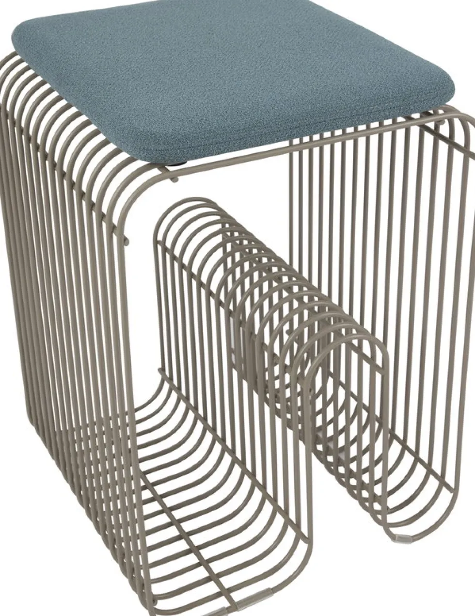 Coussin de siège pour tabouret bleu bouclé 27,5x32x2,5cm Curva - AYTM