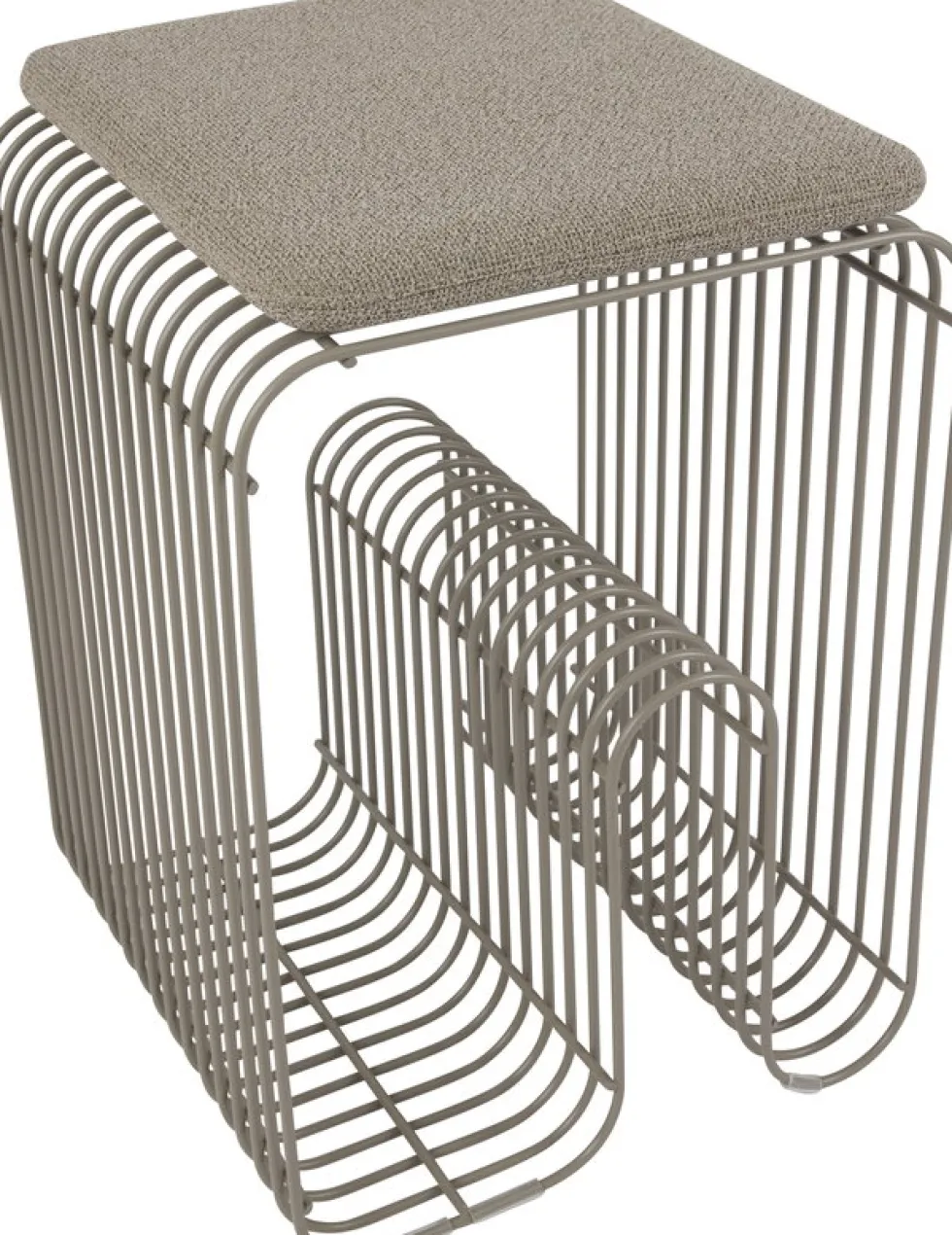 Coussin de siège pour tabouret taupe bouclé 27,5x32x2,5cm Curva - AYTM